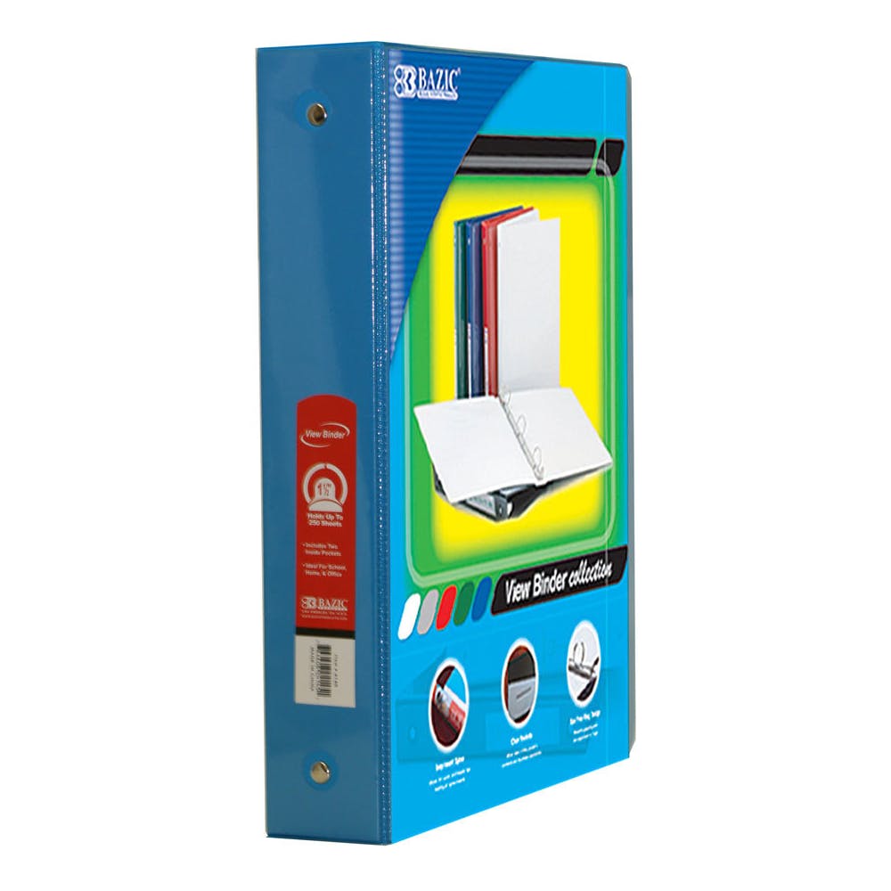 1.5" 3-Ring Binder - Cyan 2 Pockets 1