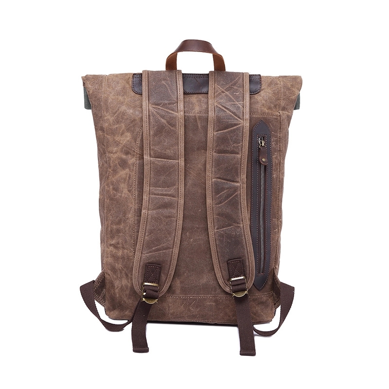 Roll Top Leather Backpack 11