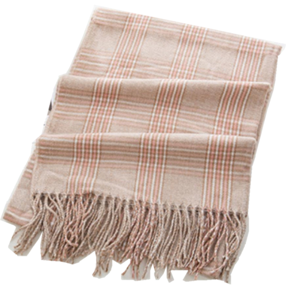 Tassel Plaid Pattern Imitation Cashmere Scarf 3