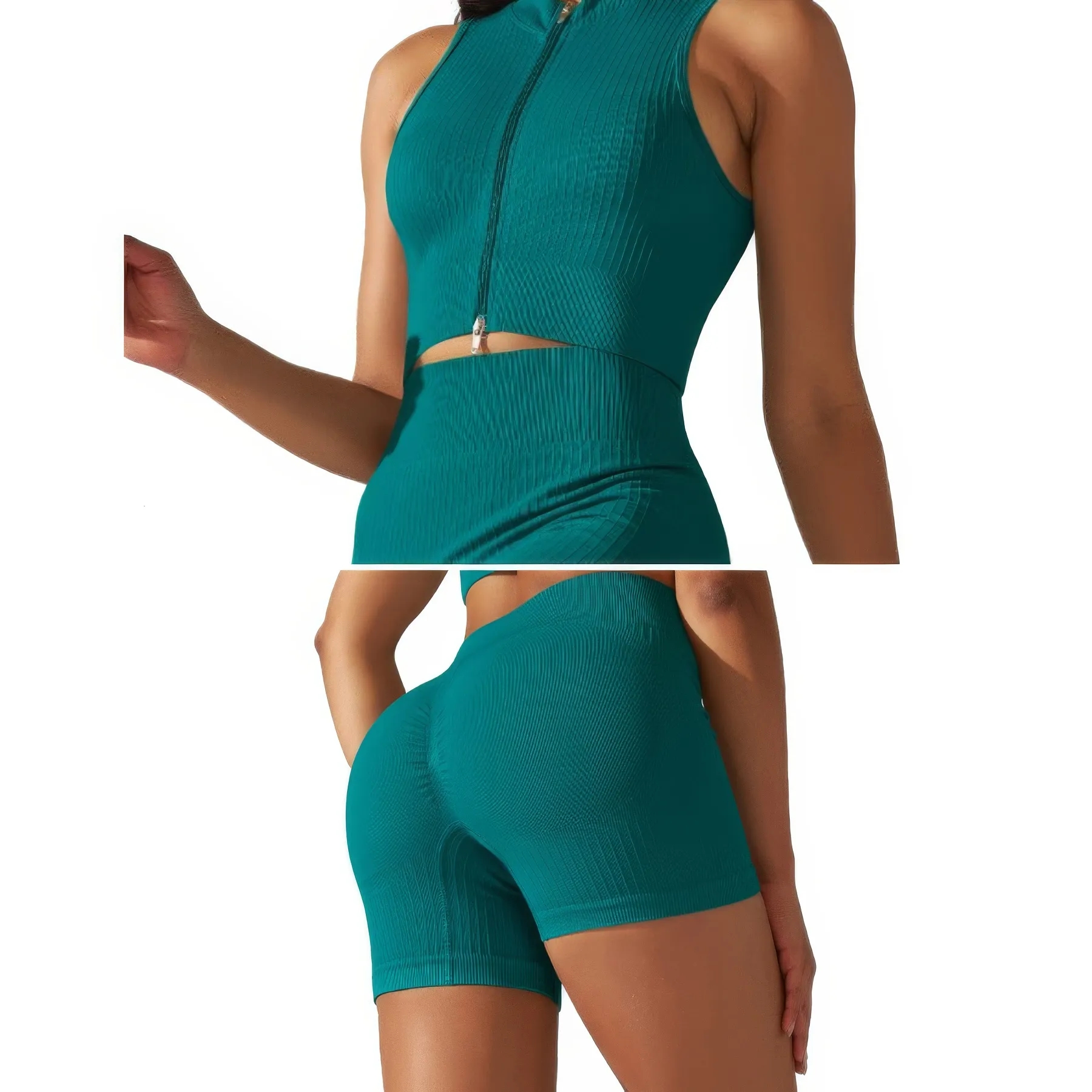 Hip Lift Seamless Zipper Yoga Suit 4