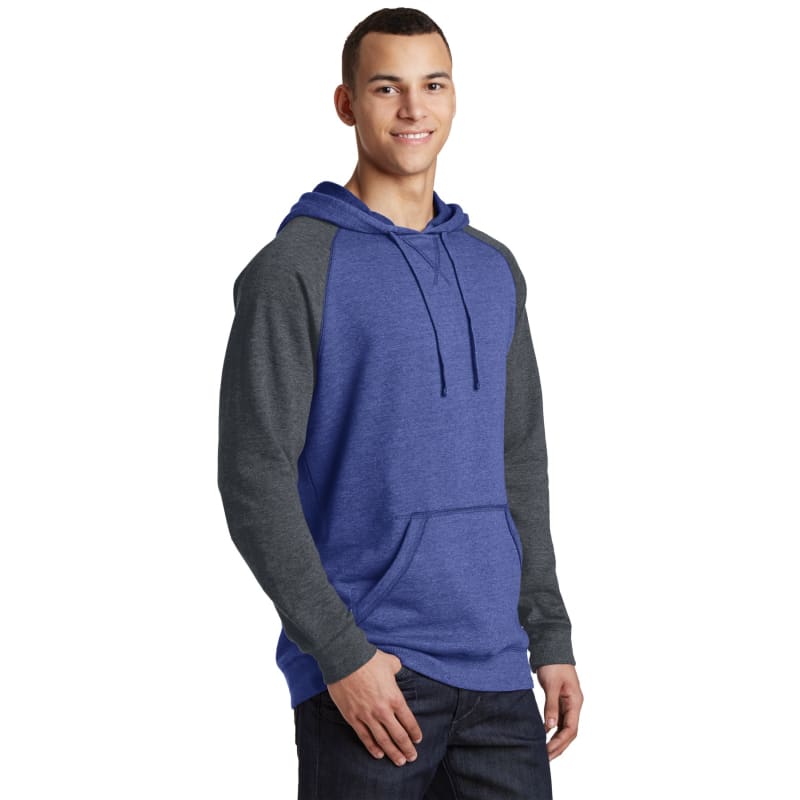 District Young Mens Lightweight Fleece Raglan Hoodie. 4
