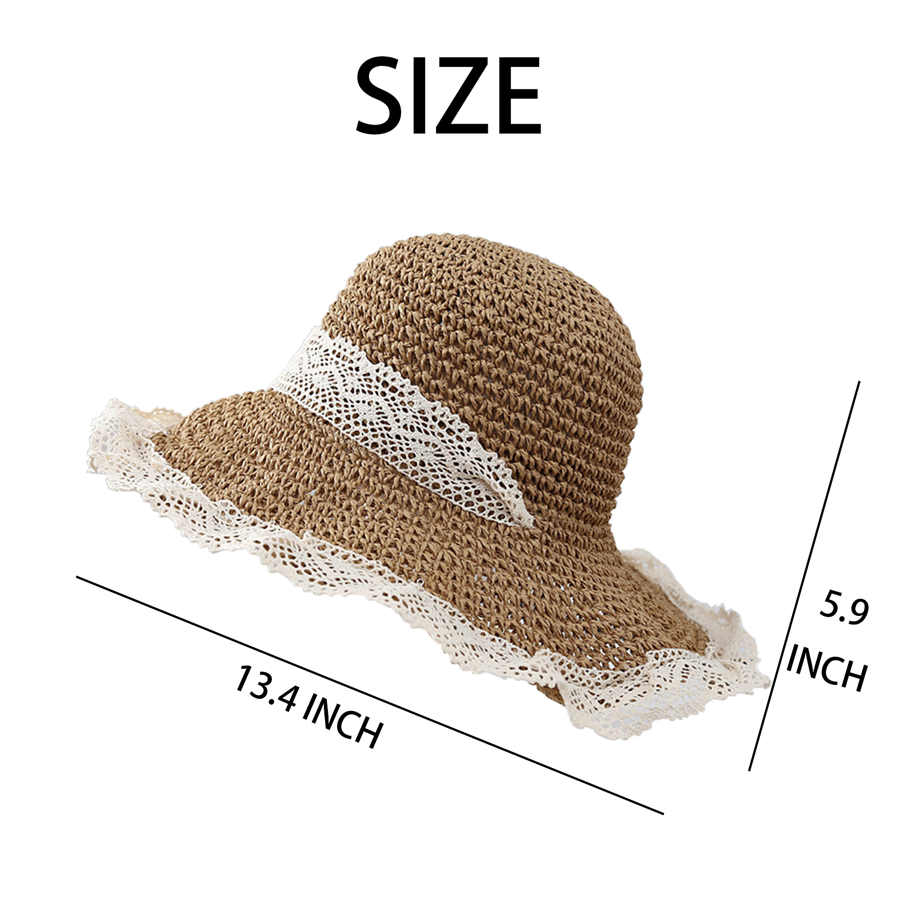 Jute Summer Thin Breathable Lace Cutout Straw Hat 2