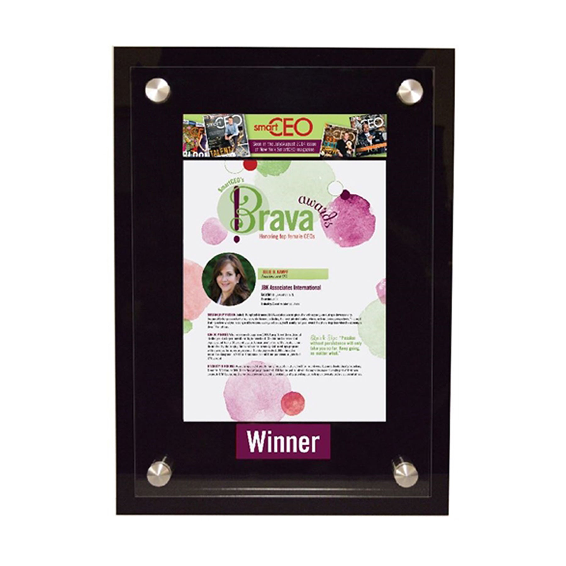 Black Acrylic Plaque With Full Color Clear Acrylic Floating Panel 2