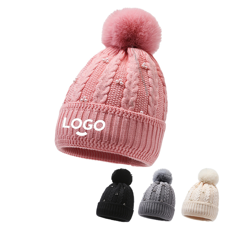 MOQ50 Women's Cold-Proof Knitted Hat With Plush Balls 7