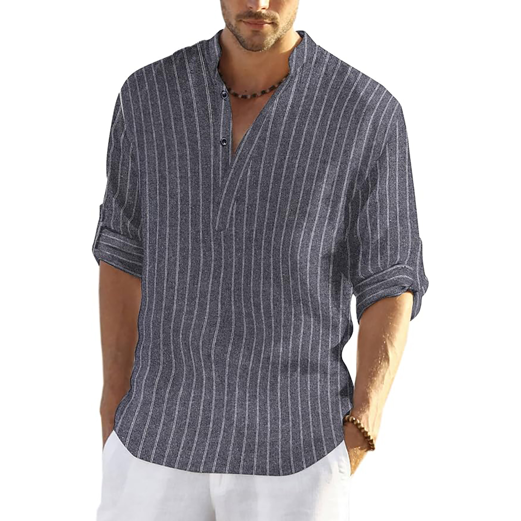 Casual Henley Collar Shirt 25