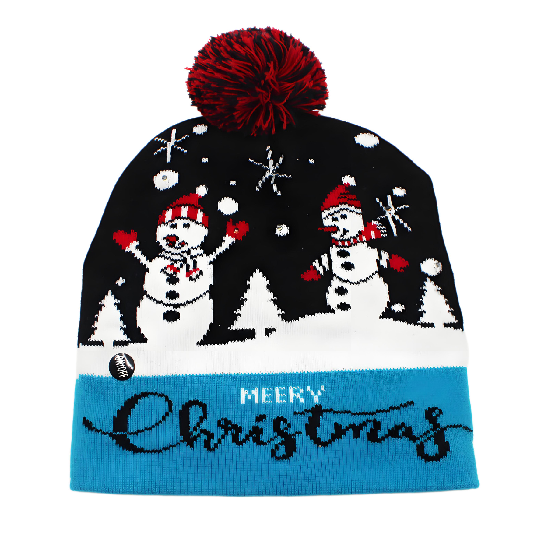 Winter Jacquard Knitted Beanie Hat With Pom 5