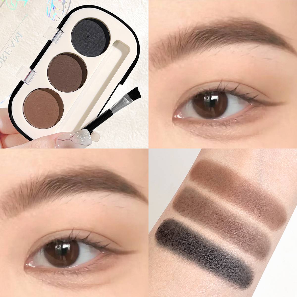 Tri Color Matte Delicate Portable Eyebrow Powder 3