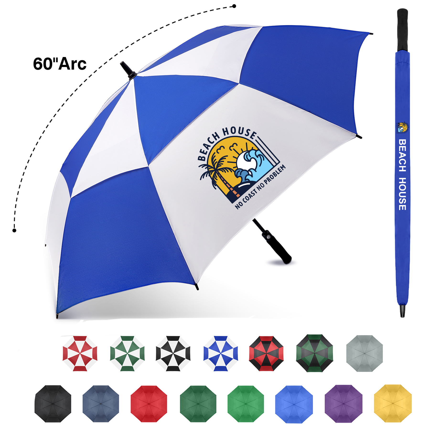 60'' Vented Auto-Open Golf Umbrella (Full Color) 15