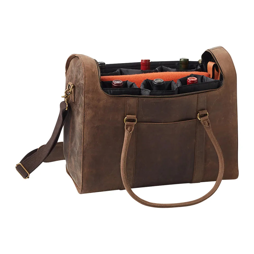 6-Bottle Leather Wine Duffel Bag 8