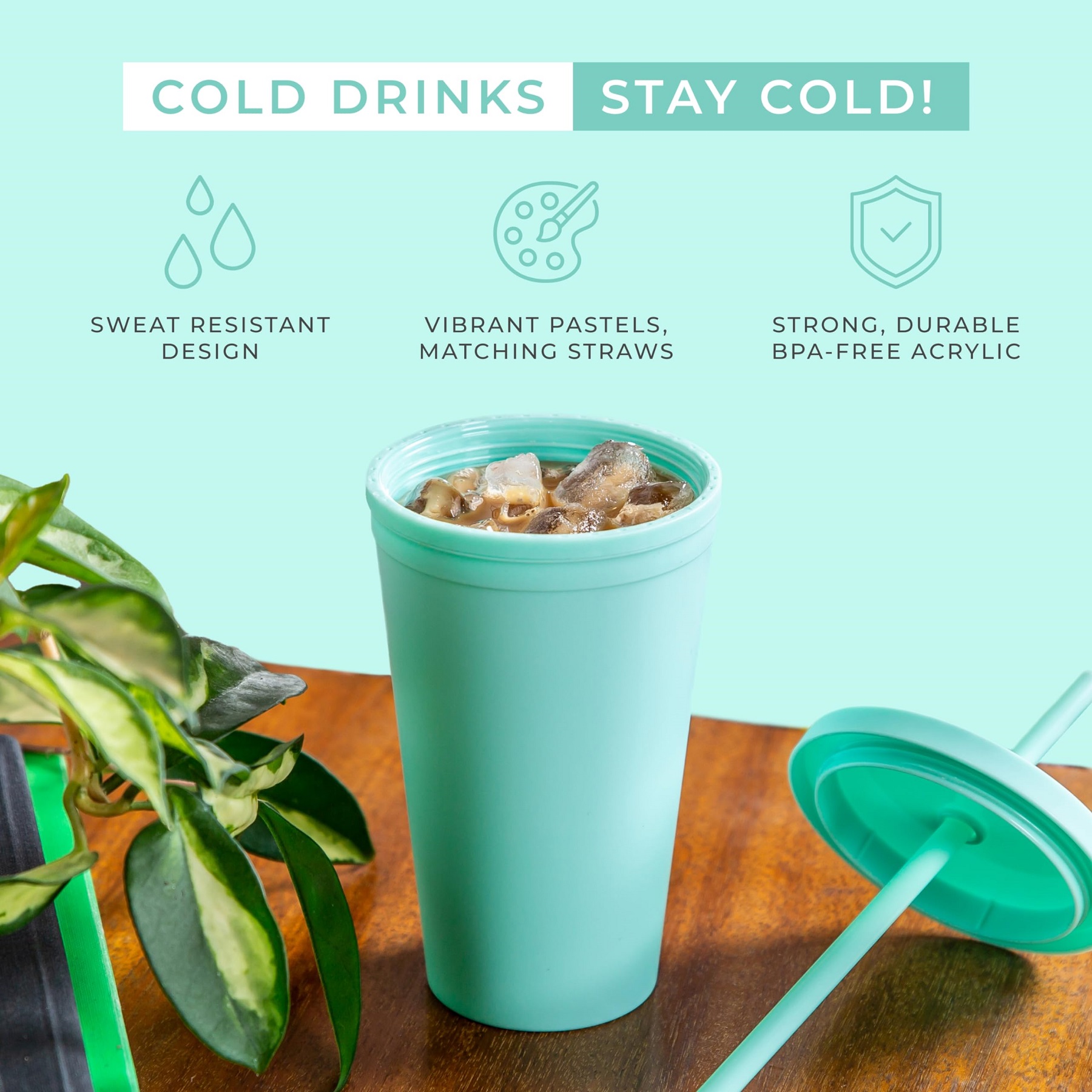 24 oz Insulated Tumbler with Straw and Lid 3