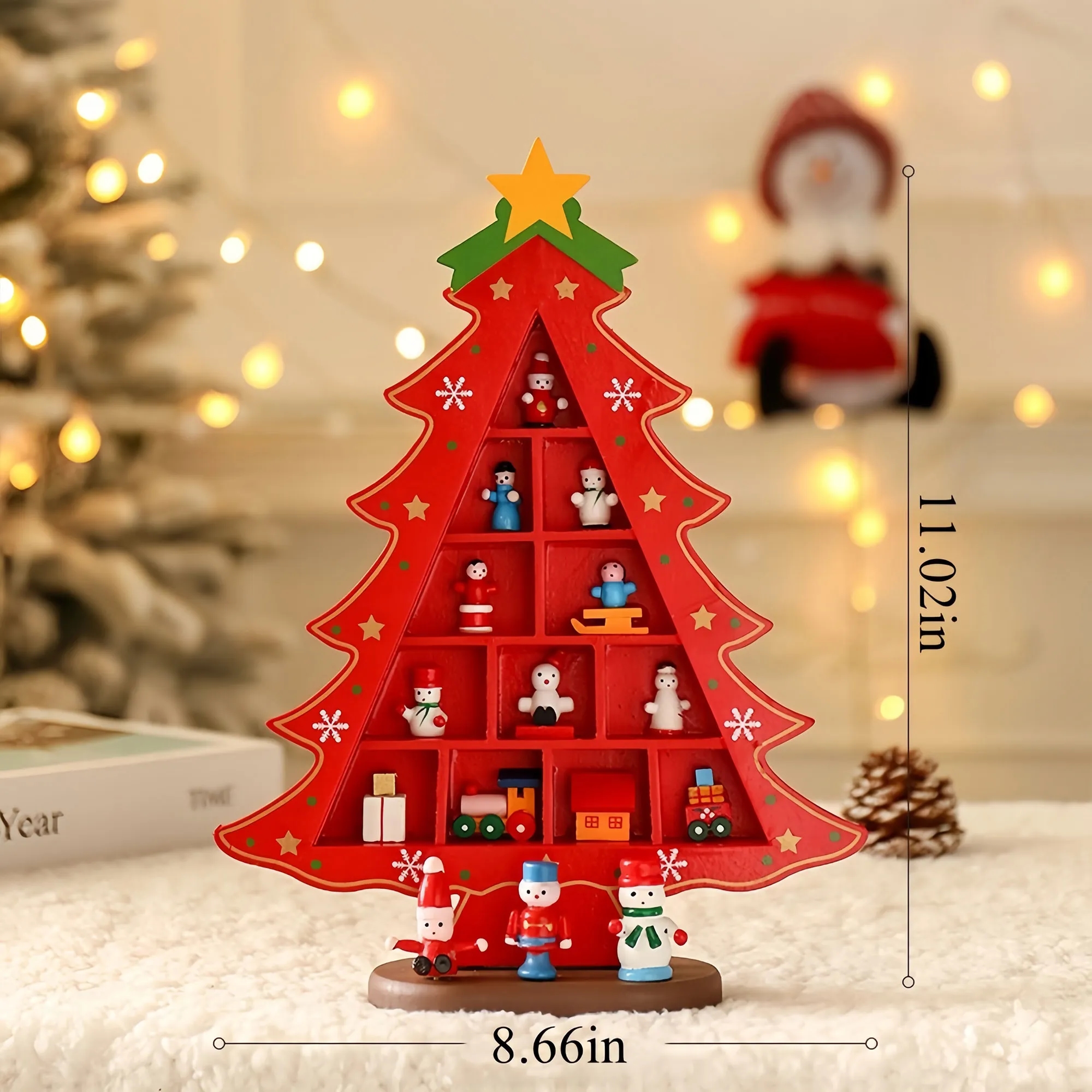 Mini Wooden Christmas Tree Desktop Ornament Hanging Decor 2