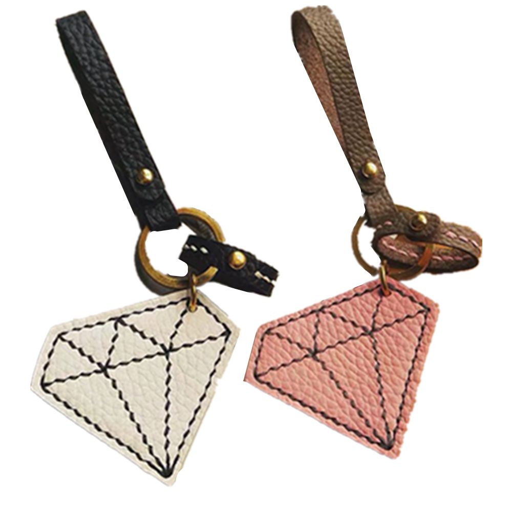 Diamond Shape Leather Key Ring Key Chain 4