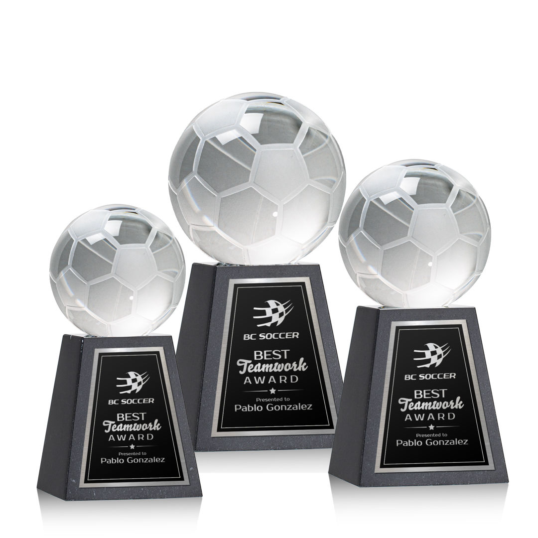 Soccer Ball Award on Tall Marble Base