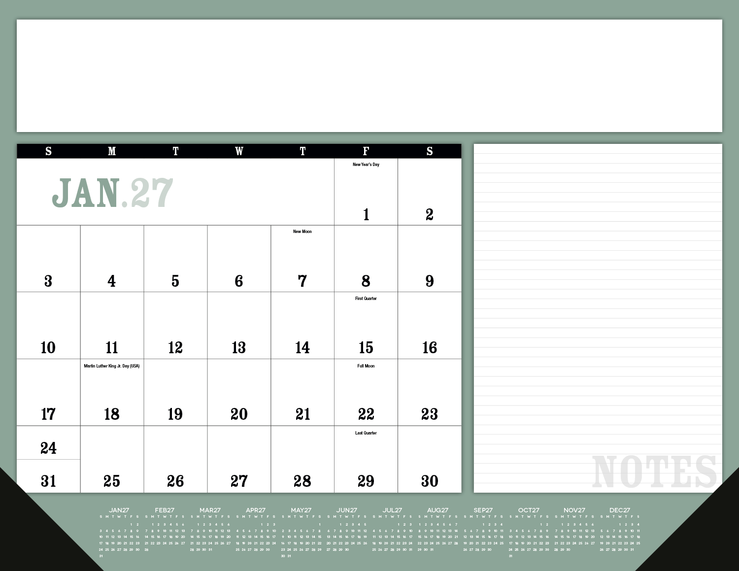 Triumph® Calendars Notes Desk Pad with Vinyl Corners 8