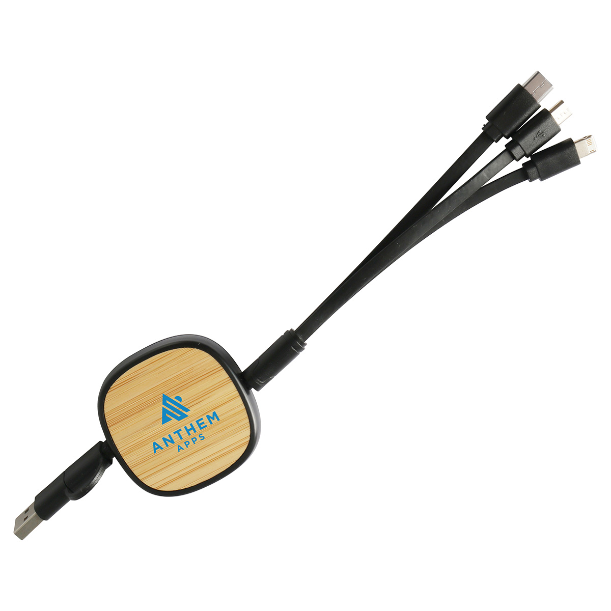 Bamboo Retractable 3-in-1 Charging Cable with Dual Inputs 7
