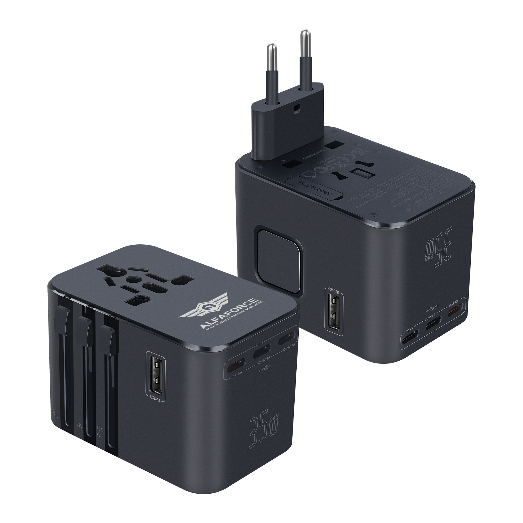 35W Universal Travel Adapter With 5 USB Ports And PD Fast Charging 17