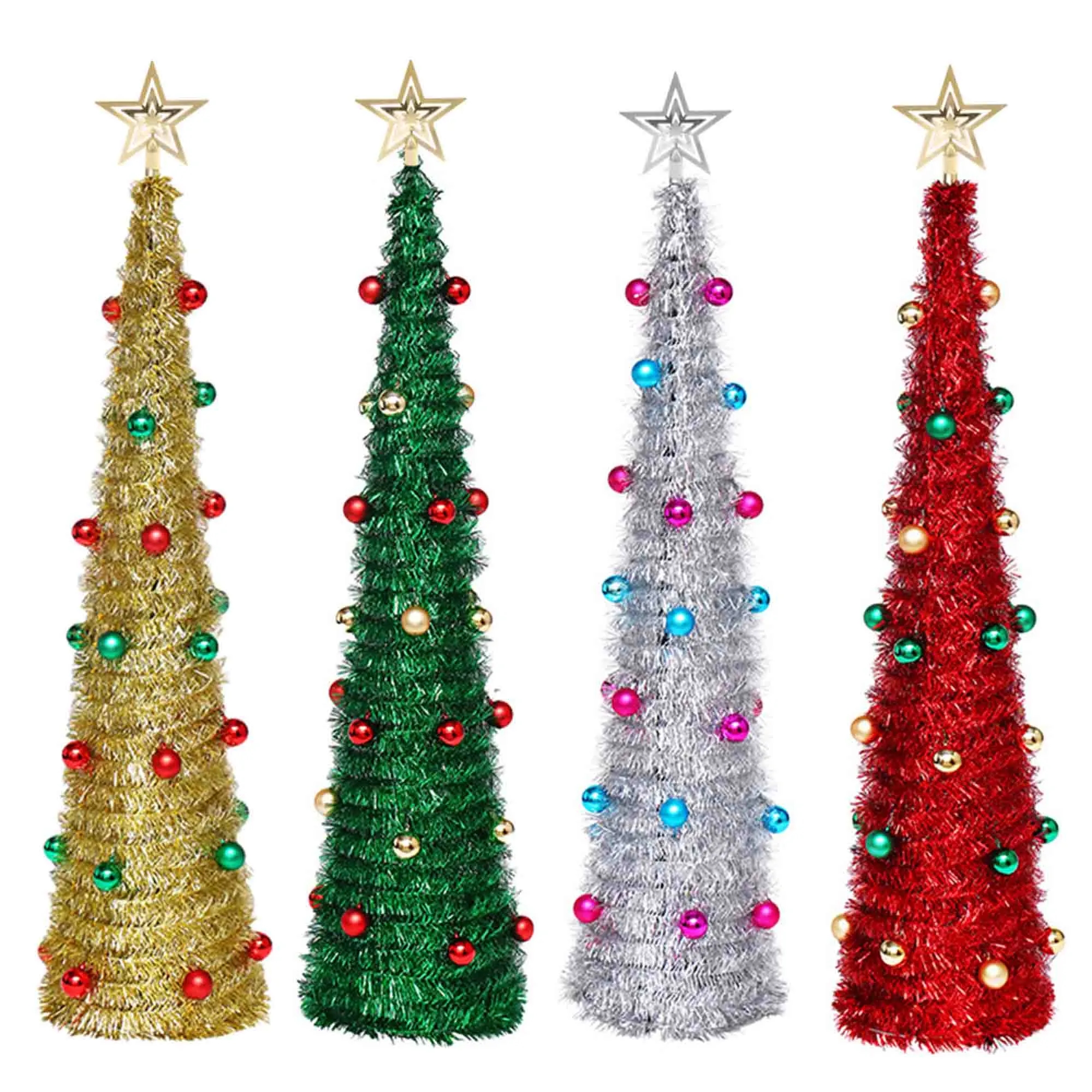 Large Star Sequins Collapsible Tinsel Christmas Tree 3
