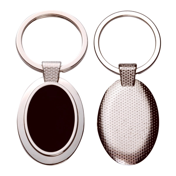 Oval Metal Key Chain w/Dark Reflective Center 1