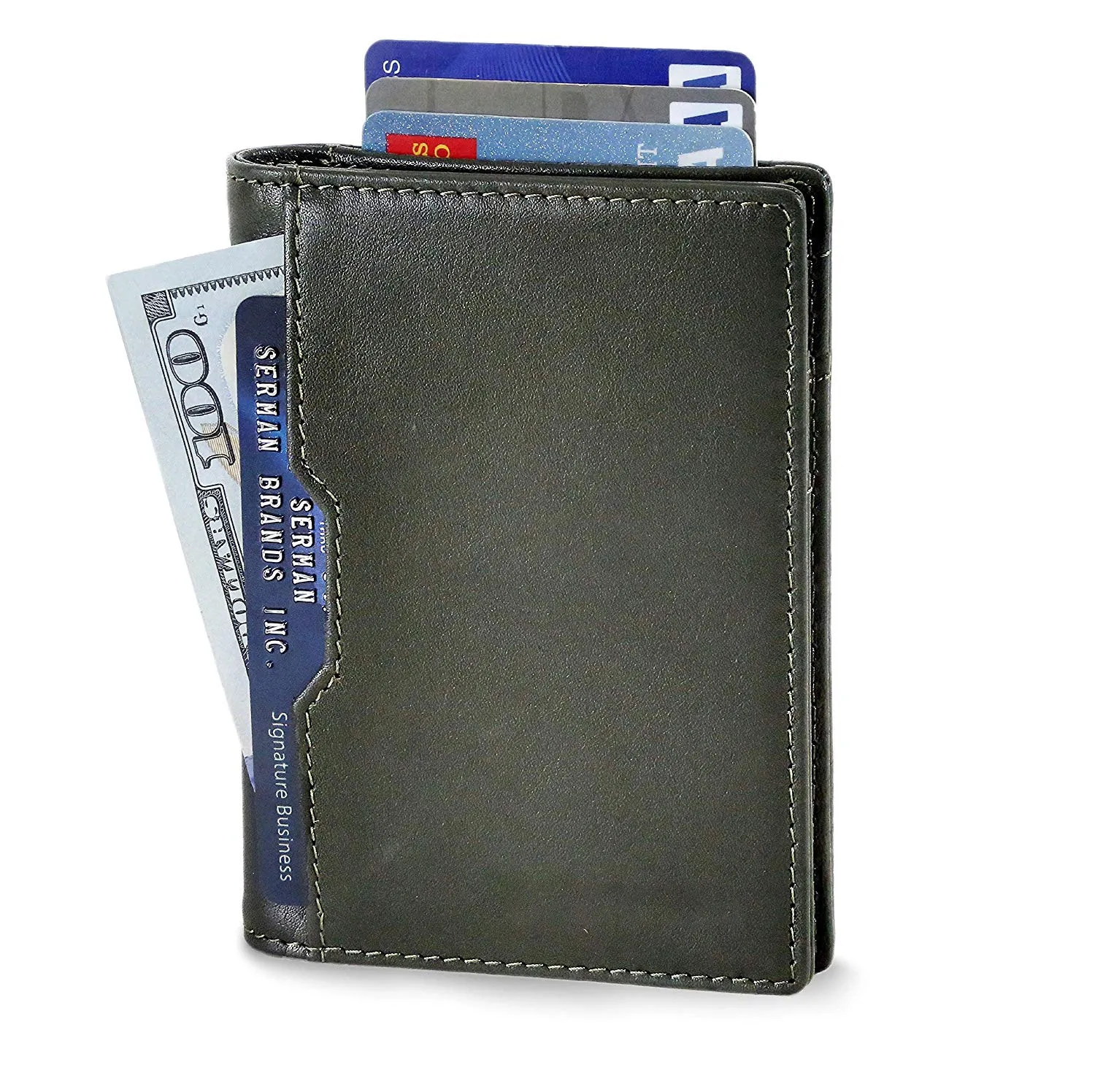 Front Pocket Minimalist Leather Slim Wallet RFID Blocking 8