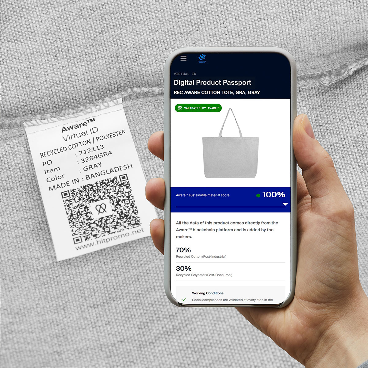 Aware™ 9 Oz. Recycled Cotton Shopper Tote Bag 11