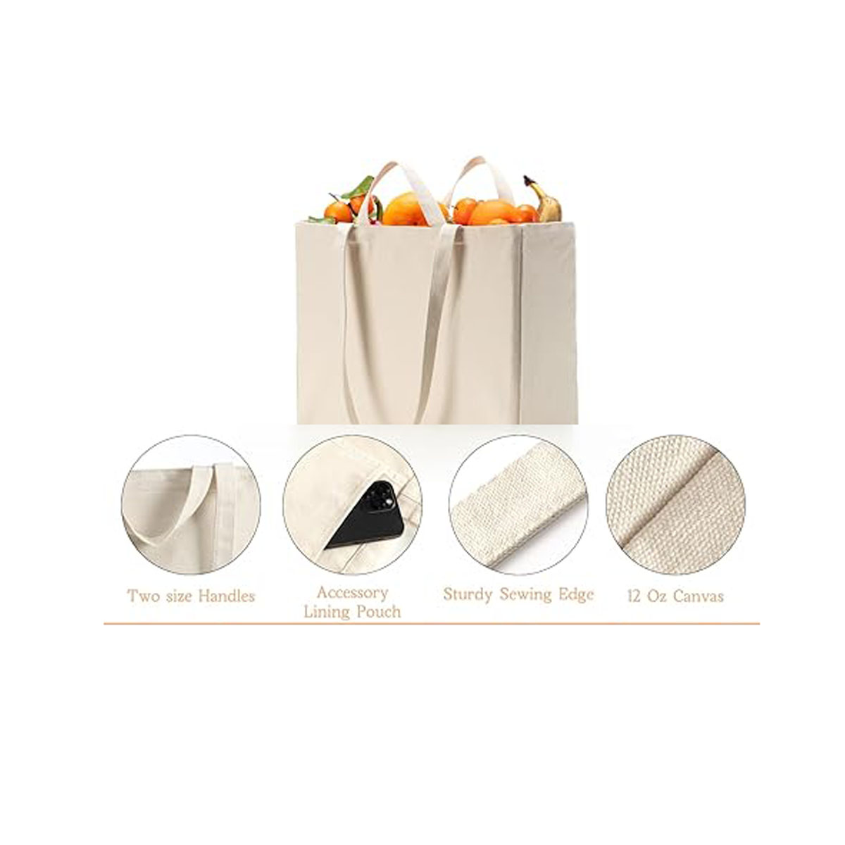 Cotton Canvas Grocery Shopping Bags 3