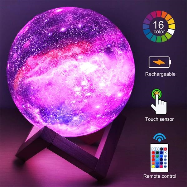 16 Colors Remote And Touch Control Galaxy Moon Lamp 1