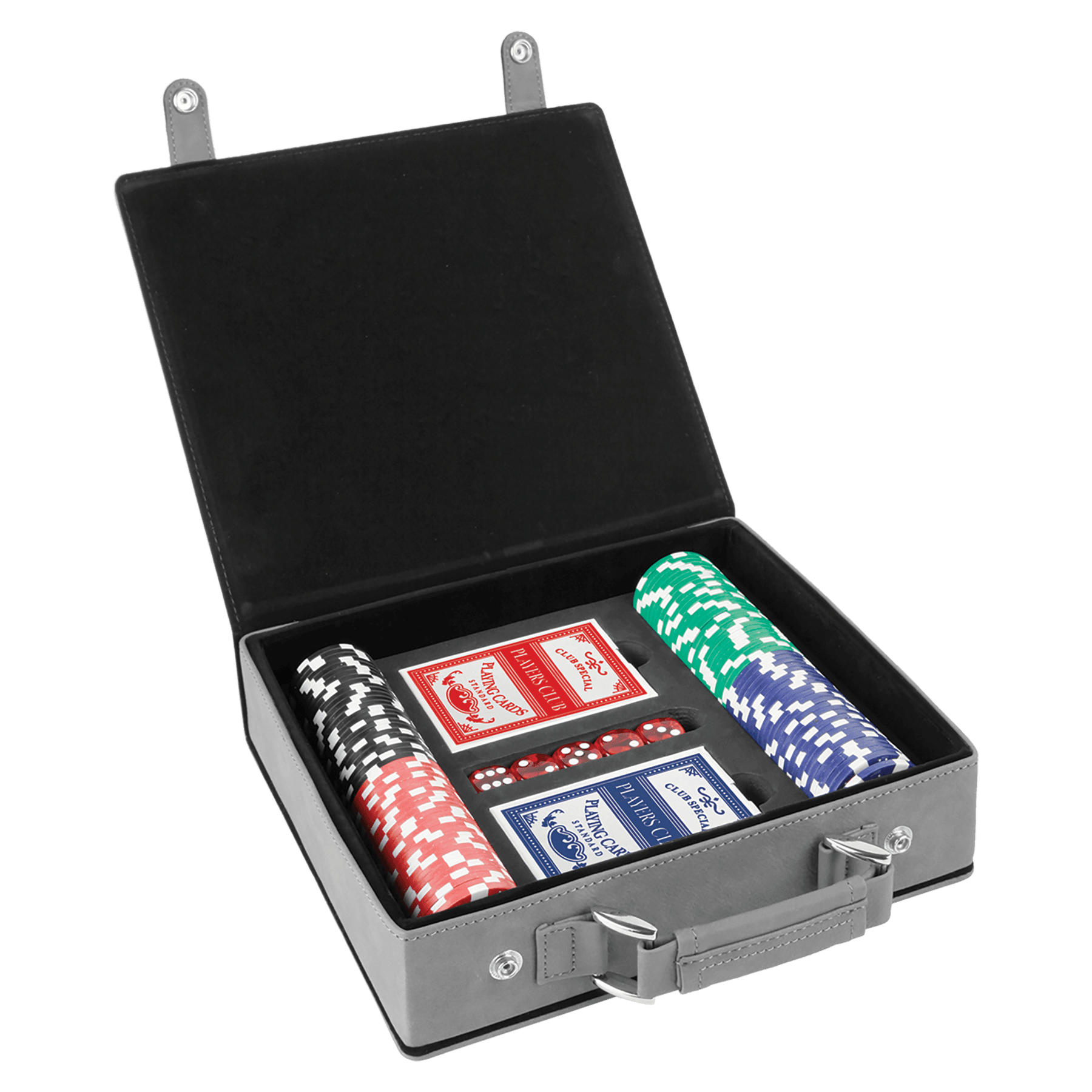Gray Leatherette 100 Chip Poker Set