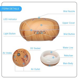 550ml Wood Grain Ultrasonic Aromatherapy Humidifier 16
