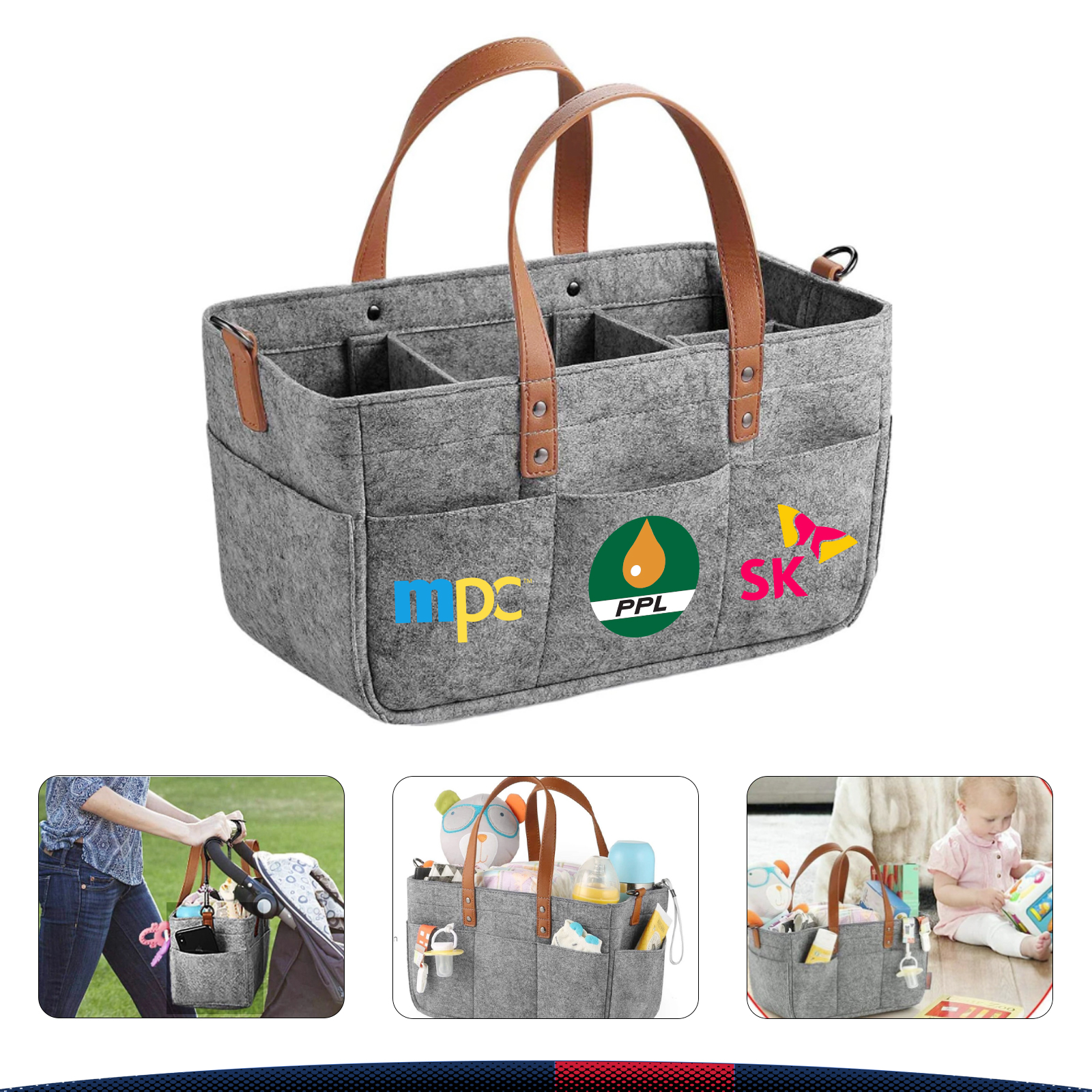 Felt Diaper Bag, custom tote bag with logo imprint 2