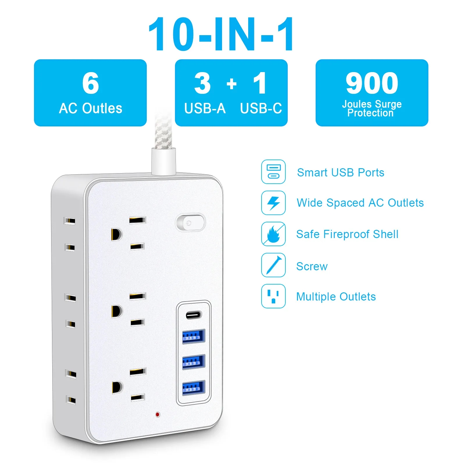 10 in 1 Power Strip Outlet Extender 2