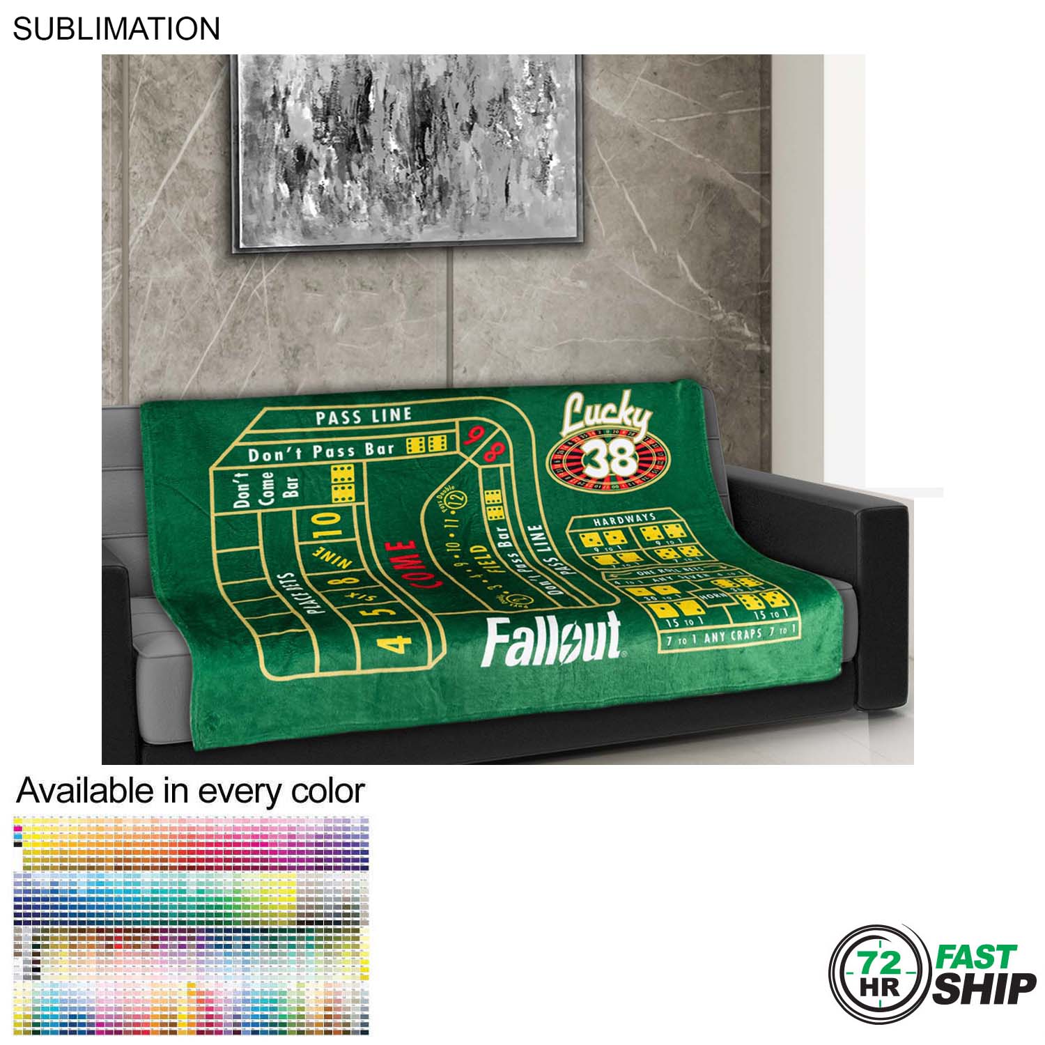 72 Hr Fast Ship - Plush and Cozy Mink Flannel Fleece Blanket, 50x60, Sublimated Edge to Edge 1 side 7