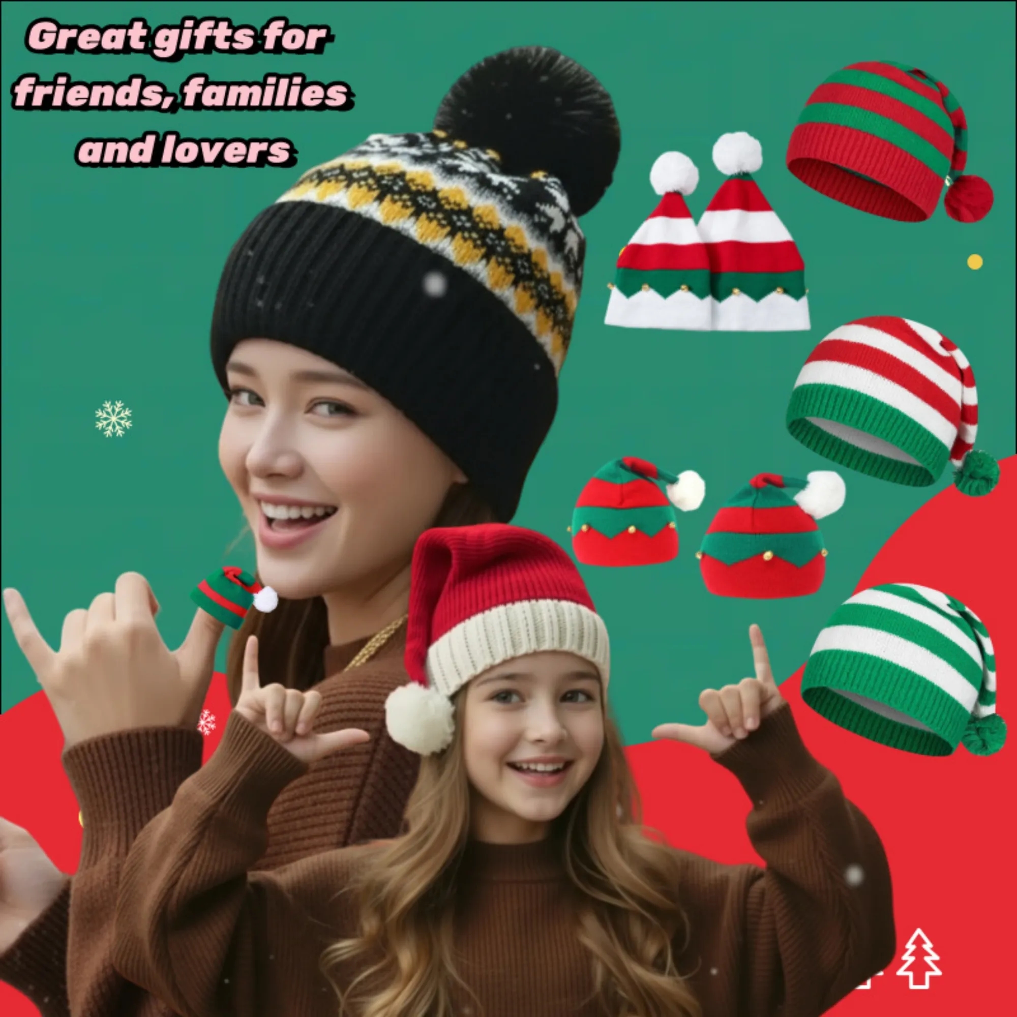 Christmas Beanie Knit Hat Holiday Hat 1