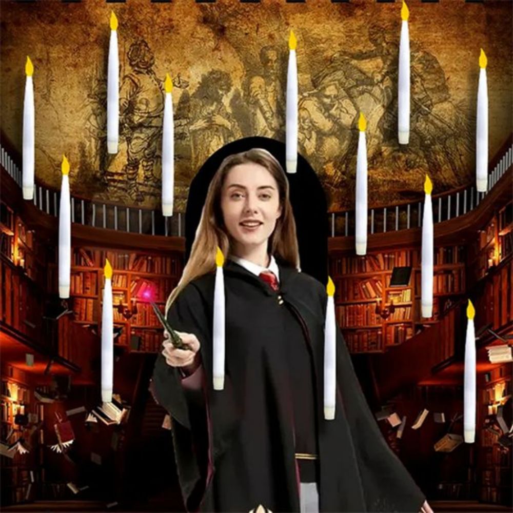 12Pc Halloween Floating Flameless Candles with Magic Wand Remote 4