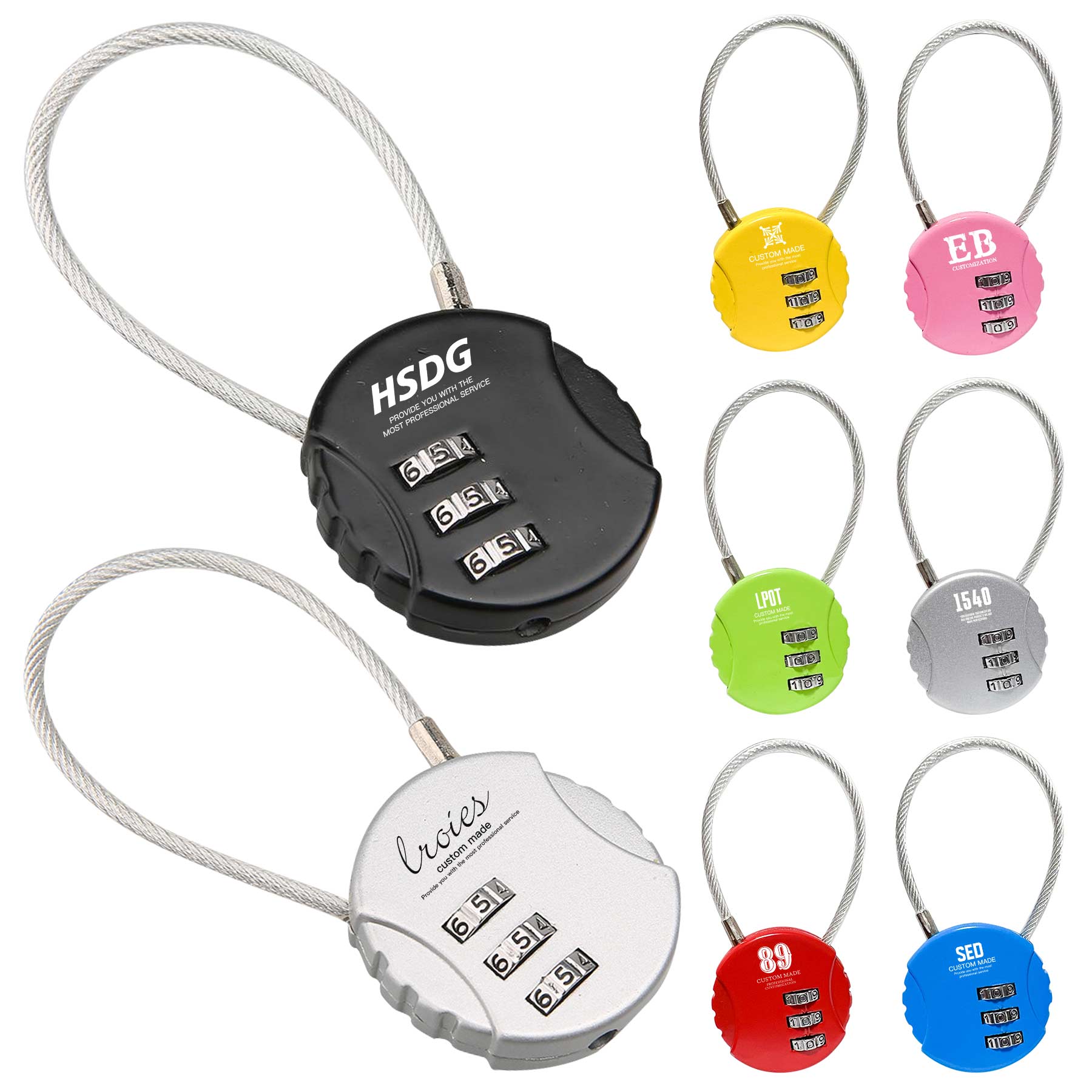 Digit Resettable Padlock with Wire Rope 2