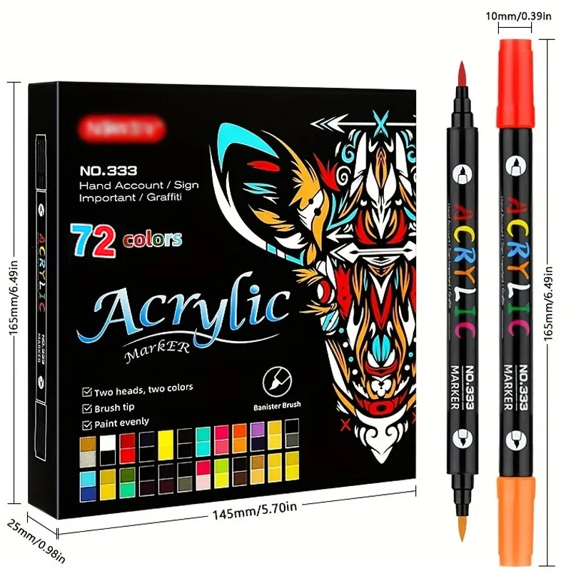 DIY  72 colors double-ended two-color acrylic marker 3