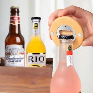 Stylish Round Wooden Bottle Opener With Magnet 7