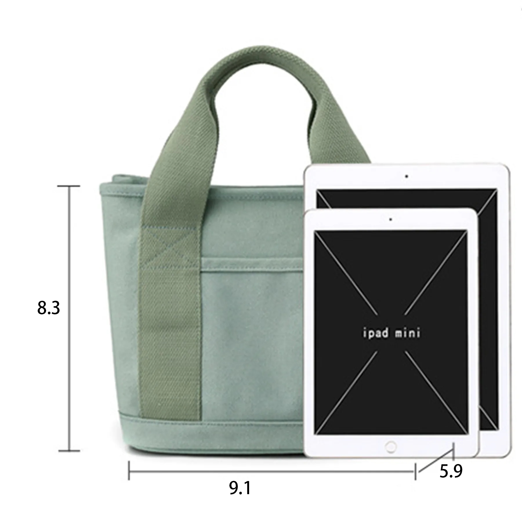 Canvas Small Tote Bag with Zipper 6