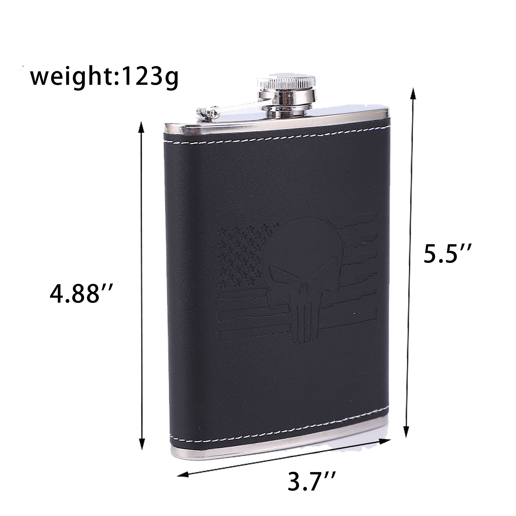Steel Hip Flask with Eco Faux Leather Wrap Whiske Stainless 2