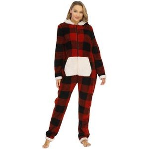 Adult Onesie Sherpa Lined Hoody One Piece Pajamas 6