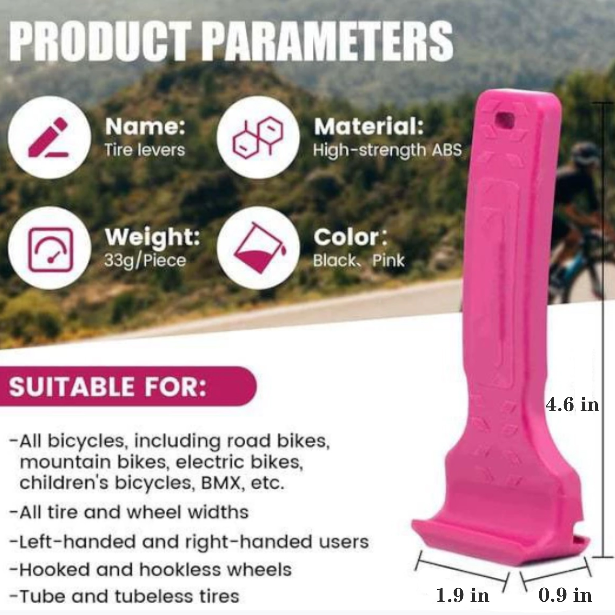 2 in 1 Bicycle Tyre Lever Crowbar Portable Multifunctional 3