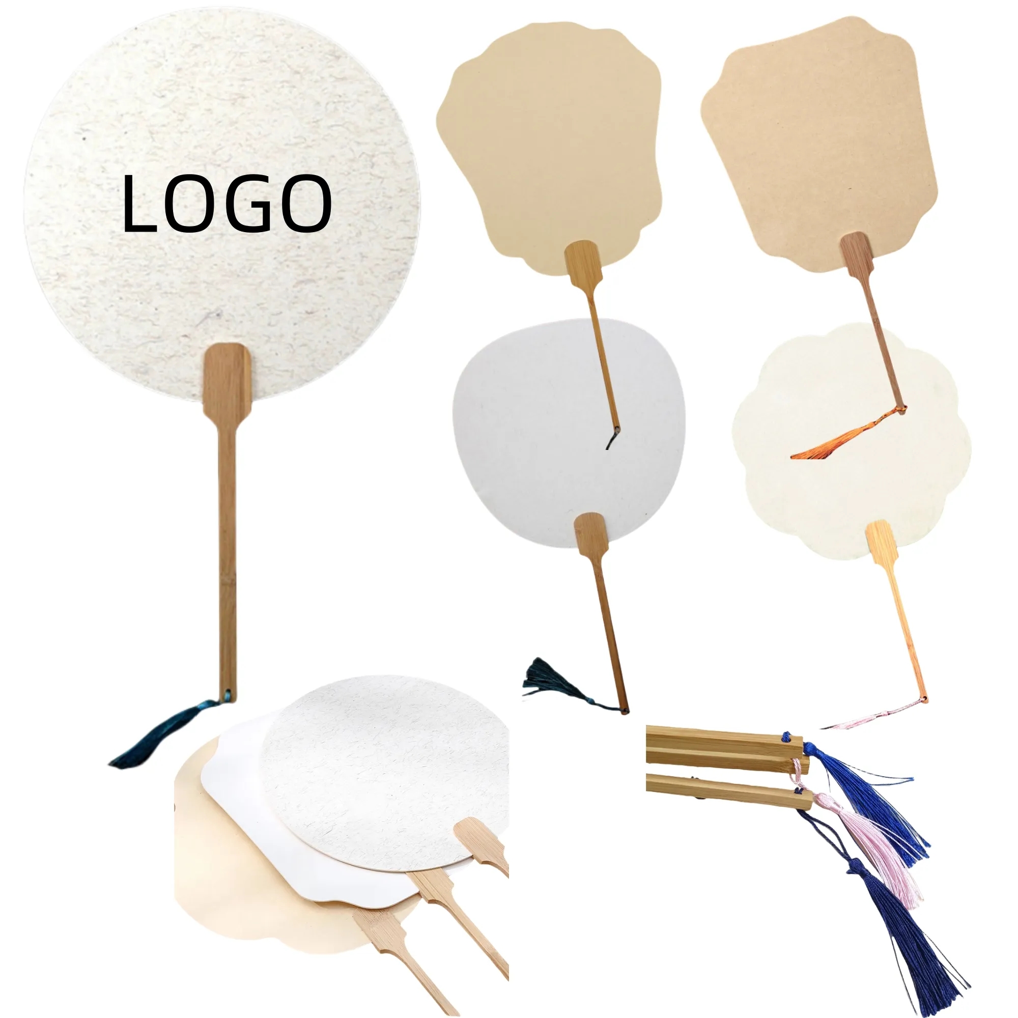 Double-Sided Thickened Blank Chinese-Style Round Fan for DIY 1