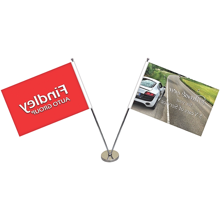 11-19.7" Metal Telescopic Flagpole with Two Single Reverse Flags 3