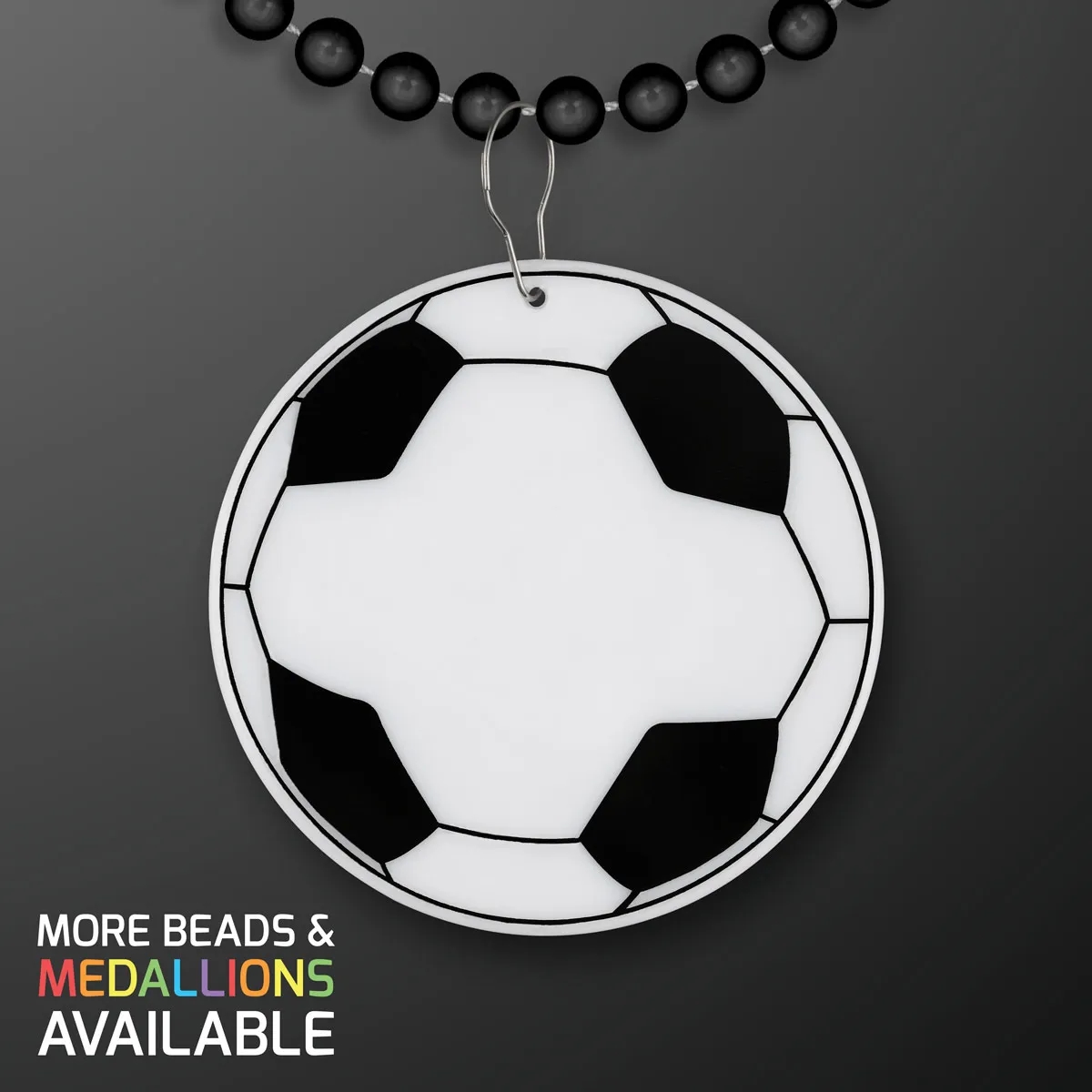Soccer Ball Medallion with Beaded Necklace (Non Light Up) 37