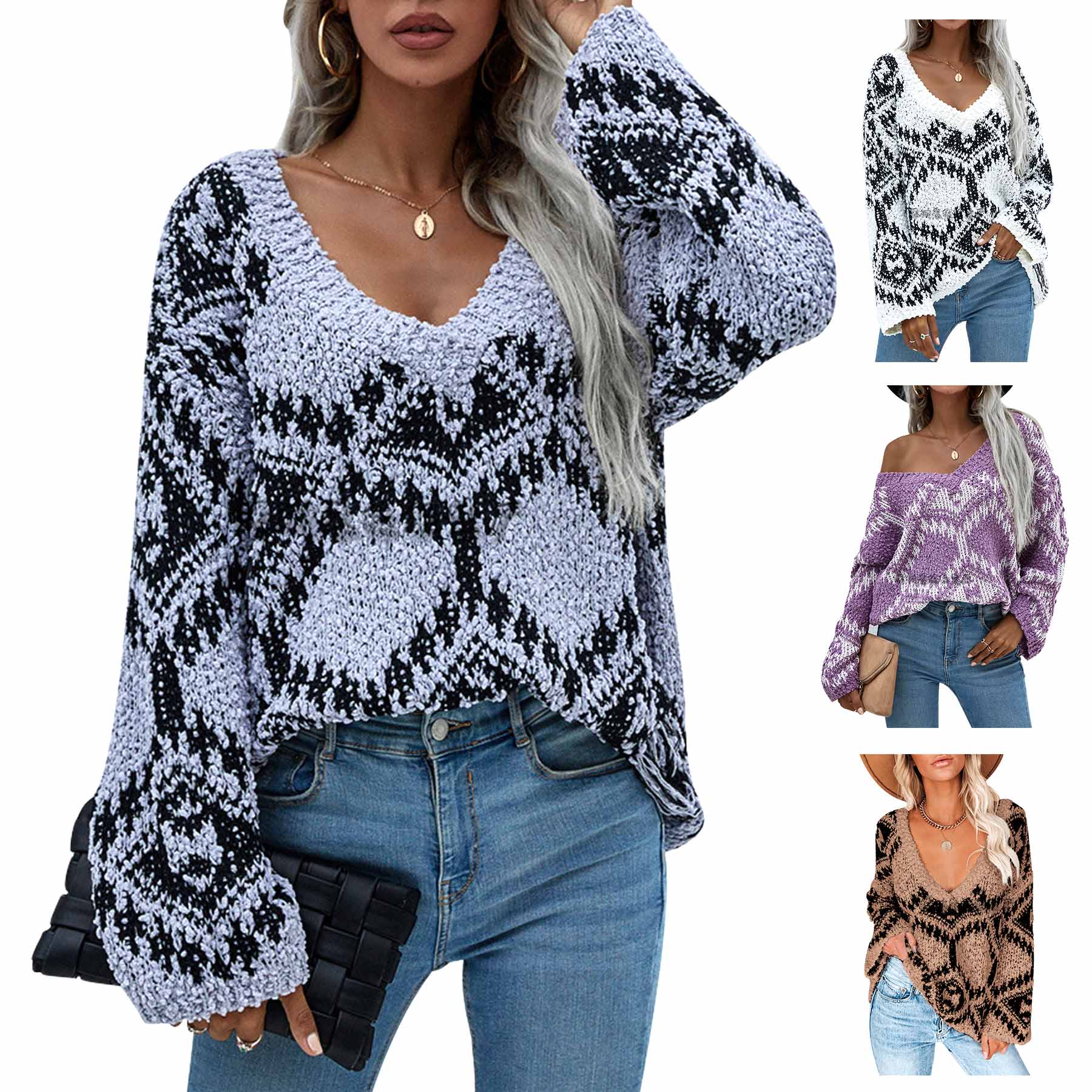 V-neck Long-sleeve Sweater 2