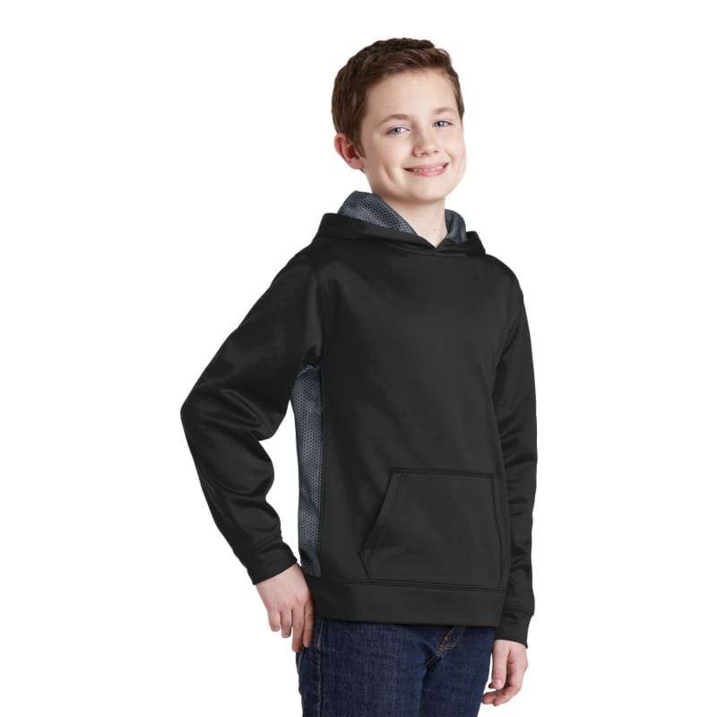 Sport-Tek Youth Sport-Wick CamoHex Fleece Colorblock Hooded Pullover. 13