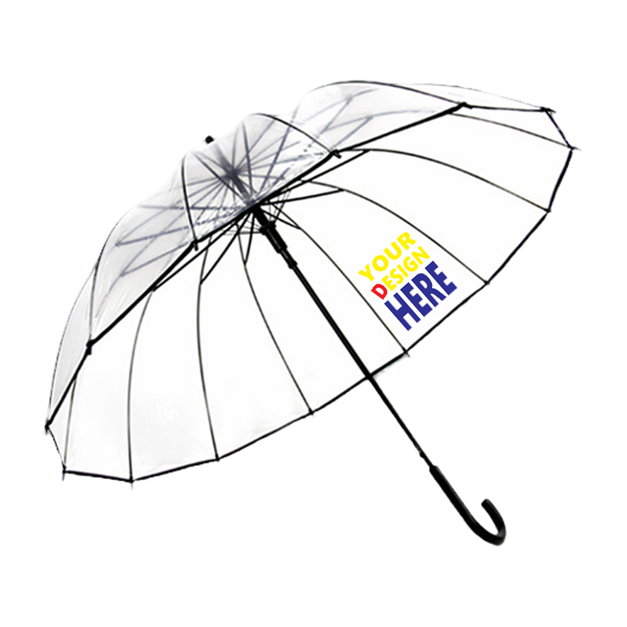 MOQ50 Arc Clear Bubble Dome Umbrella with J Hook Handle 2