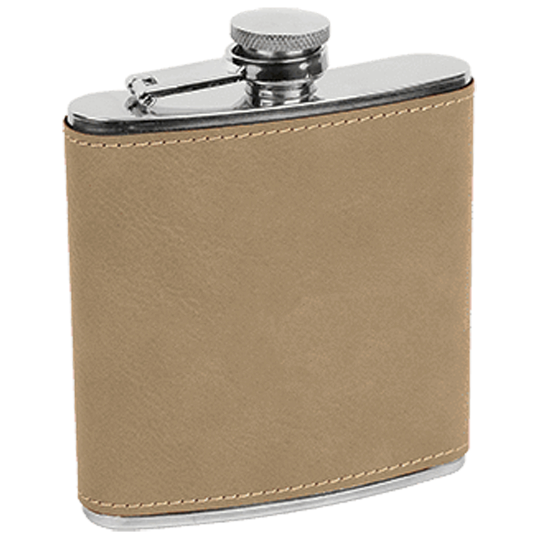 Light Brown Leatherette Stainless Steel Flask, custom water bottle with logo imprint 4