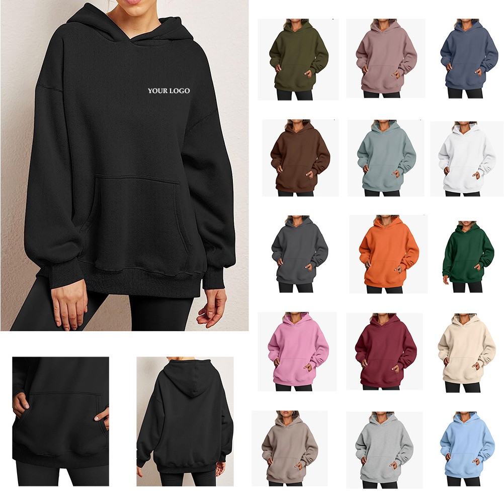 Oversized Hoodies Fleece Sweatshirts, custom hoodie or sweatshirt with logo imprint 6