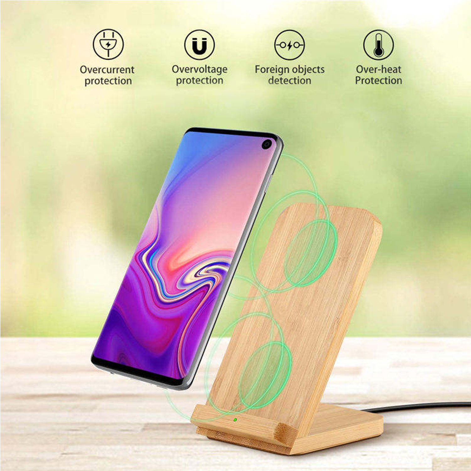 Bamboo Wireless Charger Phone Stand 3
