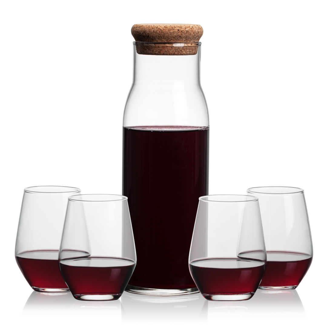 Aviston Carafe & Mandelay Stemless Wine 6